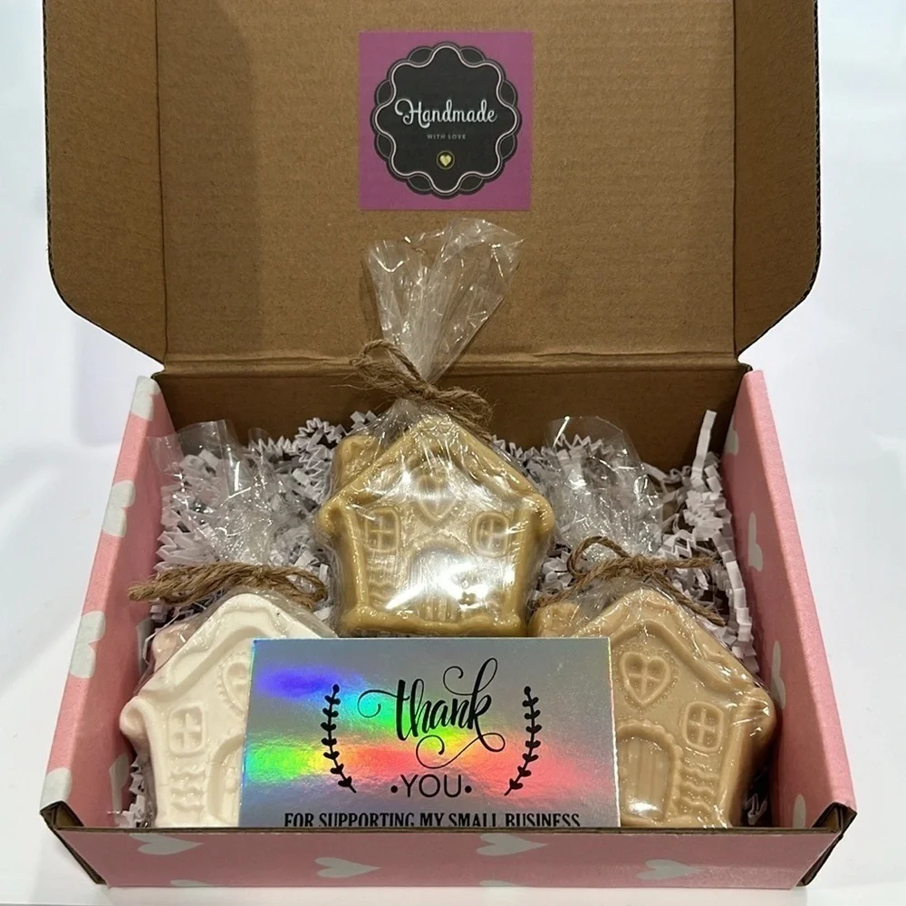 Gingerbread houses- soap bars- Handmade natural Shea butter soap